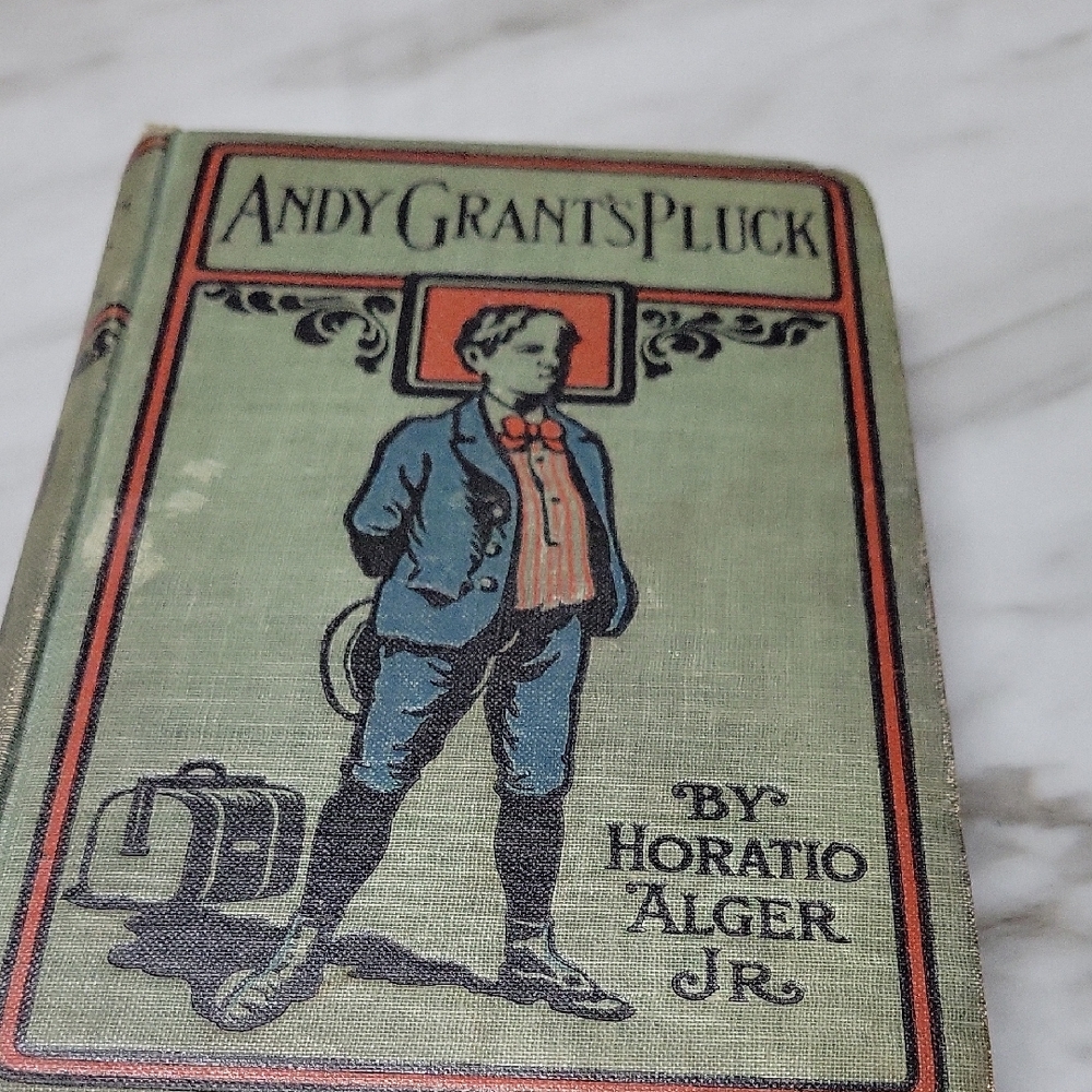 Vintage Green and Red 'Andy Grant's Pluck' by Horatio Alger Jr.